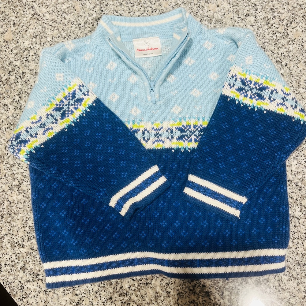 Hanna Andersson 3T Blue Printed Sweater